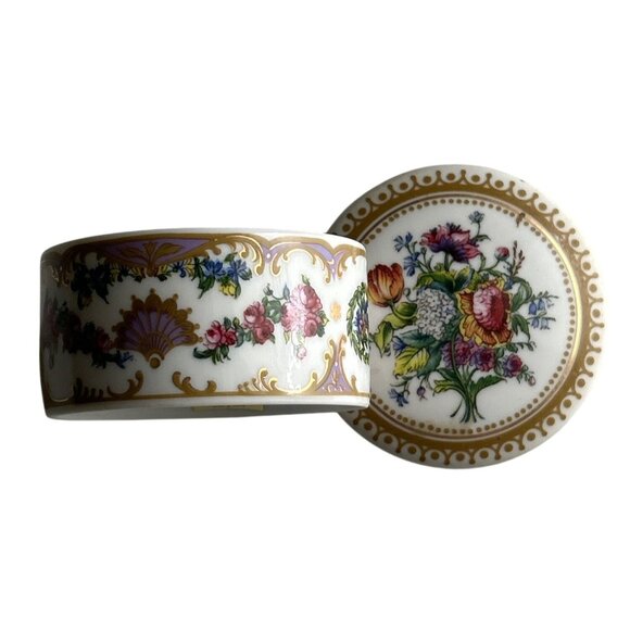 Andrea By Sadek Porcelain Collection Sevres Floral Trinket Box Candle Japan - Picture 5 of 8